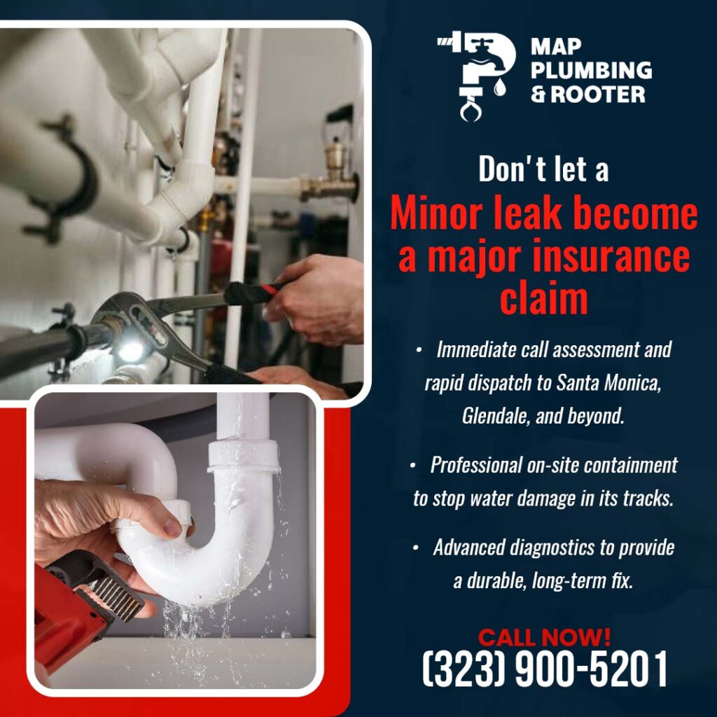 MAP Plumbing and Rooter technician performing 24/7 emergency drain repair service in Los Angeles
